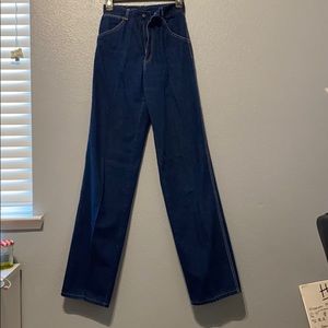 Blue bootleg high waisted jeans